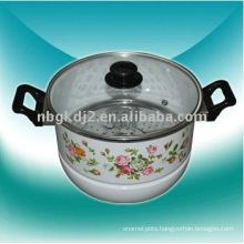 enamel steamer pot with glass lid